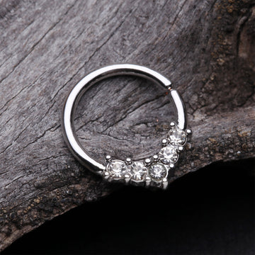 Detail View 1 of Brilliant Sparkle Chevron Bendable Hoop Ring-Clear Gem